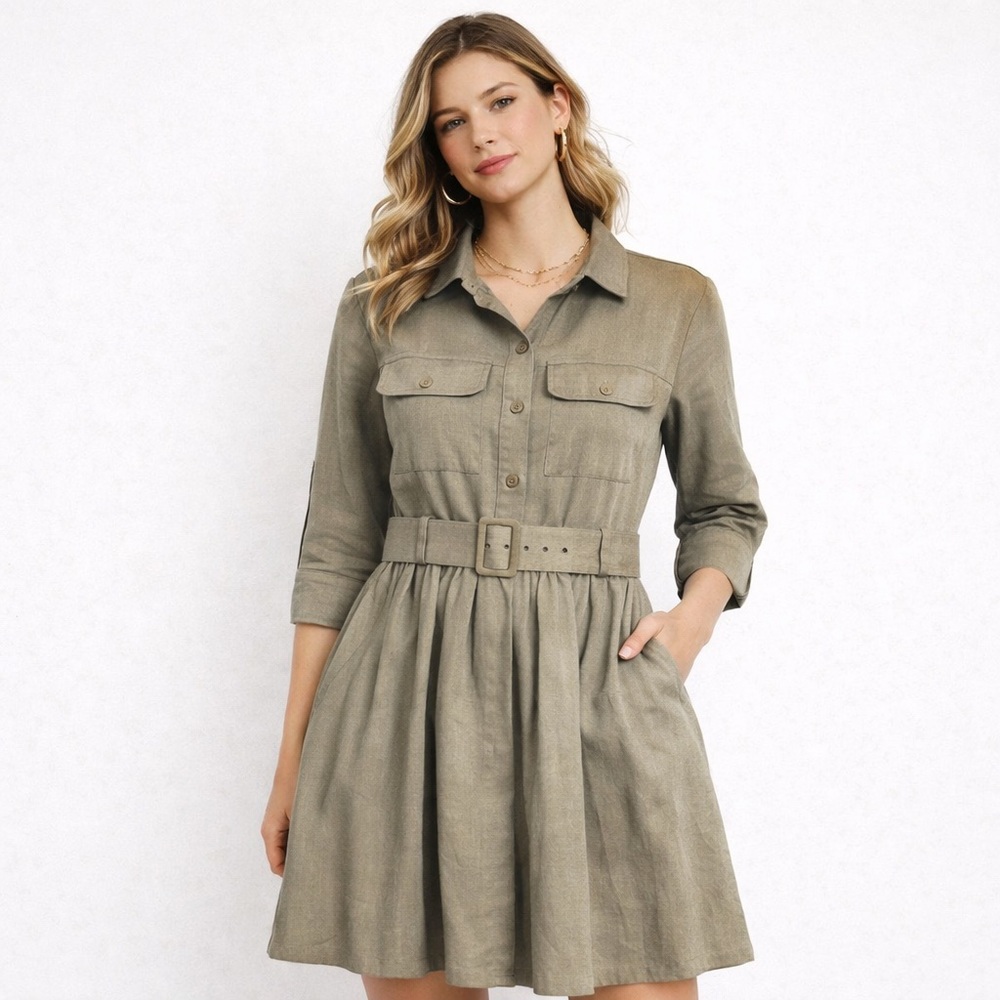 ASOS Olive Green belted mini dress size 2